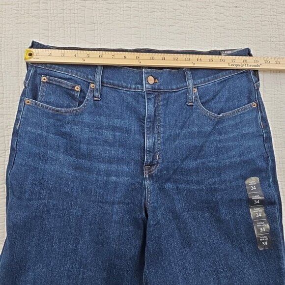 J. Crew Classic Wide-Leg Jeans Women's 34 (W37 x L30) Dark Wash NEW NWT Stretch - Picture 3 of 16